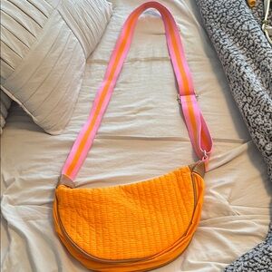 Vibrant Orange Quilted Crossbody Bag